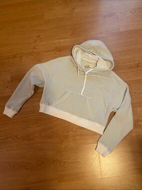 Hollister Pale Blue Cropped Hoodie with White Trim
